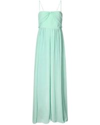 Liu Jo - Kleedjes ,Groen ,Polyester Lange Georgette Jurk Met Open Rug - Lyst