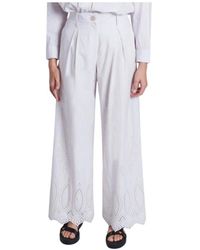 Sessun - Pantalones de algodón de cintura alta con acabados bordados - Lyst