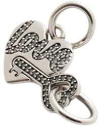 PANDORA - Accessoires ,Grijs ,Leer Splitsbaar Hart & Sleutel Dangle Bedel - Lyst