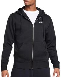 Nike - Fitness ,Zwart ,Katoen Club Fleece Hoodie Met Volledige Rits - Lyst