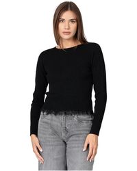Kocca - Truien & Vesten ,Zwart ,Trui Met Lange Mouwen, Ribbels En Kwastjes - Lyst