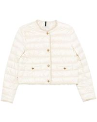 Moncler - Jassen ,Leer Fleurs Bouclé-Trimmed Short Down Jacket - Lyst