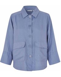 Masai - Overhemden ,Blauw ,Linnen Majurelle Linjakke - Lyst