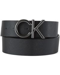 Calvin Klein - Leder gürtel mit logo-schnalle - Lyst
