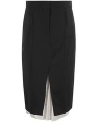 Marni - Zwarte Wol Midi Rok - Lyst
