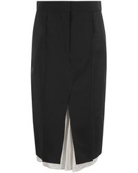 Marni - Zwarte Wol Midi Rok - Lyst