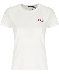 Ralph Lauren - Weiße baumwoll-t-shirt mit stickerei - Lyst