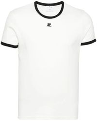 Courreges - Tops ,Wit ,Katoen Jersey Textuur Geborduurd Logo T-Shirt - Lyst