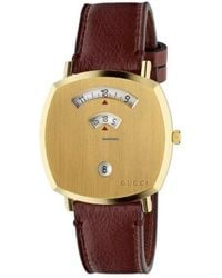 Gucci - Accessoires ,Bruin ,Stijlvol Functioneel Leren Band Horloge - Lyst