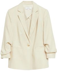 Comma, - Gestructureerde Blazer Met Één Knoop En Gedrapeerde 3/4 Mouwen - Lyst