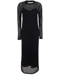 Jucca - Lange Jurk Met Lange Mouwen En Geperforeerde Details - Lyst