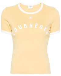 Courreges - Camiseta de algodón blanco con contraste - Lyst