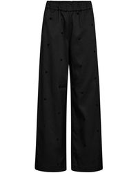 co'couture - Broeken ,Zwart ,Zwarte Stip Wijde Pijpen Broek - Lyst