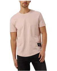 Calvin Klein - Polo t-shirt mit badge und umgeschlagenen ärmeln, polo t-shirt mit abzeichen, polo t-shirt badge ärmel - Lyst