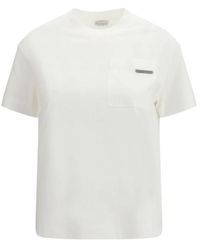 Brunello Cucinelli - Tops ,Wit ,Katoen Cotton Jersey T-Shirt Met Ronde Hals - Lyst