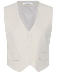Gestuz - Jassen ,Grijs ,Linnen Ancient Scroll Linen Waistcoat - Lyst