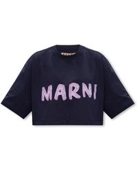 Marni - Gekürztes t-shirt mit logo - Lyst