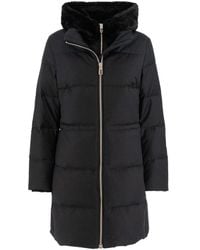 DUNO - Jassen ,Zwart ,Wol Capuchon Dubbele Rits Jas - Lyst