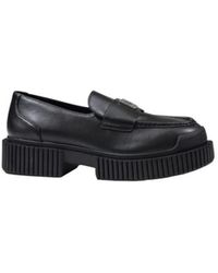ARMANI EXCHANGE - Zwarte Leren Platformschoenen - Lyst