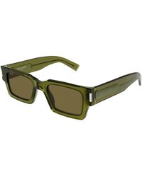 Saint Laurent - E Rechteckige Sonnenbrille mit Braunen Gläsern - Lyst