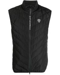 EA7 - Jassen ,Zwart ,Polyester Down Waistcoat - Lyst