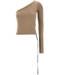 Rick Owens - Tops ,Katoen One-Shoulder T-Shirt Met Lange Mouwen - Lyst