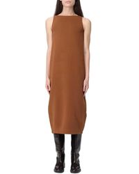 Max Mara - Kleedjes ,Bruin ,Katoen Albio Midi Jurk - Lyst