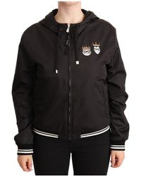 Dolce & Gabbana - Black Bomber Jacket With Elastic Cuffs And Deep Hood - Lyst