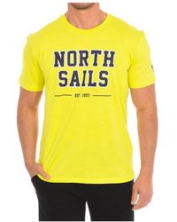 North Sails - Tops ,Geel ,Katoen T-Shirt Met Korte Mouwen En Merkprint - Lyst