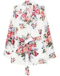 Dolce & Gabbana - Jassen ,Veelkleurig ,Flower Print Silk Shirt - Lyst