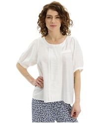 iN FRONT - Weiße Bluse Mit Kurzen Ärmeln Und Frontfalten - Lyst