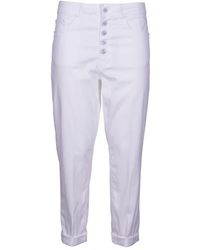 Dondup - Pantalones blancos de corte holgado y largo al tobillo - Lyst