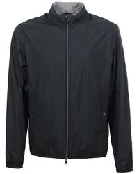Herno - Jassen ,Blauw ,Polyester Omkeerbare Jas Met Ritssluiting - Lyst