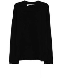 Isabel Benenato - Schwarzer zerrissener drop-shoulder-pullover - Lyst