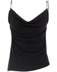 Coperni - Tops ,Zwart ,Polyester Gedrapeerde Top Met Wasknijper Gala - Lyst