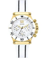 Guess - Co-pilot eco-friendly weiß/gold uhr - Lyst