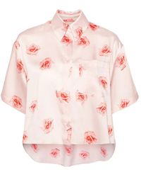 KENZO - Camisa con estampado de rosas y bolsillo - Lyst