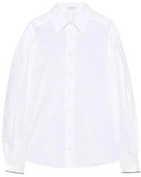 Brunello Cucinelli - Overhemden ,Wit ,Katoen Stretch Poplin Shirt - Lyst