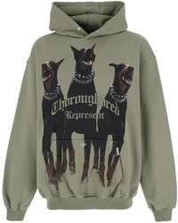 Represent - Hoodies & Sweatvesten ,Groen ,Katoen Maxi Print Hoodie - Lyst