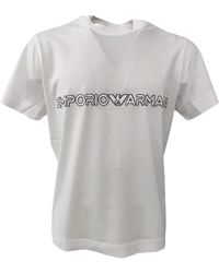 Emporio Armani - Magliette bianca a manica corta in jersey di cotone e con logo ricamato - xxxl - Lyst