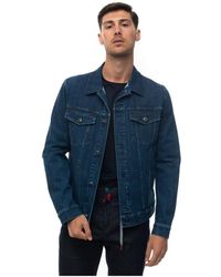Kiton - Denim harrington jacket Azul - Lyst