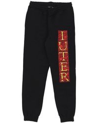 Iuter - Broeken ,Zwart ,Katoen Zwarte Fleece Trainingsbroek Stijlvolle Sweatpant - Lyst