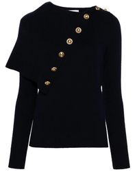 Rabanne - Jersey De Lana Merino Azul Marino Elegante, Mujer, Talla - Lyst