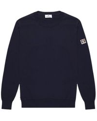 Aquascutum - Baumwoll-Rundhals-Pullover Mit Rippstrickmuster - Lyst