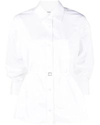 Alexander Wang - Camicia bianca con cintura annodata e logo ricamato - Lyst