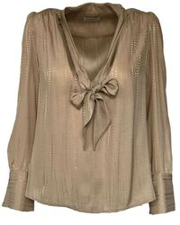 Dondup - Camisa de seda estampada cuello en v - Lyst