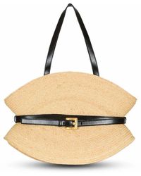 Balmain - Shuffle Tasche Mittelgroß Aus Bast - Lyst
