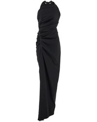 Ferragamo - Schwarzes halterneck-kleid mit seitenschlitz - Lyst