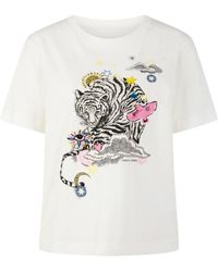 Marc Cain - Tops ,Wit ,Katoen T-Shirt Met Applicaties - Lyst