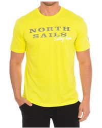 North Sails - Tops ,Geel ,Katoen T-Shirt Met Korte Mouwen En Geribbelde Afwerking - Lyst